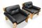 Oak and Leather Africa Armchairs and Sofa by Esko Pajamies for Asko Oy, 1970s, Set of 3, Image 12