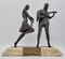 Sculpture Enrique Molins-Balleste, Danseuse et Musicien Art Déco, 1920s, Métal 7