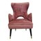 Pink Velvet Armchair, 1980s, Image 2