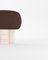 Hygge Stool in Boucle Dark Brown Fabric and Travertino by Saccal Design House for Collector, Image 2