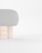 Hygge Stool in Boucle Light Grey Fabric and Travertino by Saccal Design House for Collector, Image 2