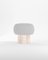 Hygge Stool in Boucle Light Grey Fabric and Travertino by Saccal Design House for Collector 1