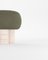 Hygge Stool in Boucle Olive Fabric and Travertino by Saccal Design House for Collector, Image 2