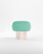 Hygge Stool in Boucle Teal Fabric and Travertino by Saccal Design House for Collector 1