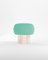 Hygge Stool in Boucle Teal Fabric and Travertino by Saccal Design House for Collector, Image 1