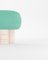Hygge Stool in Boucle Teal Fabric and Travertino by Saccal Design House for Collector 2