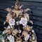 Italian Tole Chandelier with Pink Porcelain Roses and Acanthus Leaves, 1960s 4