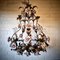 Italian Tole Chandelier with Pink Porcelain Roses and Acanthus Leaves, 1960s 5