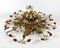 Ceiling Lamp with Golden Leaf with Murano Glass Flowers by Banci Firenze, Italy, 1960s 2