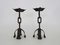 Brutalist Chain Candleholders in Black Iron, 1960s, Set of 2 1