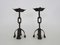 Brutalist Chain Candleholders in Black Iron, 1960s, Set of 2, Image 1