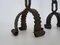 Brutalist Chain Candleholders in Black Iron, 1960s, Set of 2 5