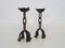 Brutalist Chain Candleholders in Black Iron, 1960s, Set of 2 3