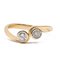 Contrarier Ring aus 750er Gelbgold mit zwei Diamanten, 1970er 1