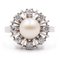 Vintage 0,50k White Gold Pearl and Diamond Daisy Ring, 1960s 1