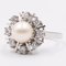 Vintage 0,50k White Gold Pearl and Diamond Daisy Ring, 1960s 4