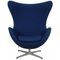 Chaise Egg en Tissu Bleu par Arne Jacobsen 1