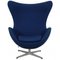 Egg Chair in Blue Fabric by Arne Jacobsen 1