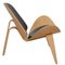 Shell Chair aus Eiche & braunem Leder von Hans Wegner 2