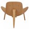 Silla Shell de roble y cuero marrón de Hans Wegner, Imagen 4