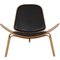 Shell Chair in Oak and Brown Leather from Hans Wegner, Image 1