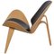 Sedia Shell in quercia e pelle marrone di Hans Wegner, Immagine 7