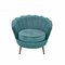Armchairs in Turquoise Velvet by Spanish Manufactory, Set of 2, Image 4