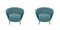 Armchairs in Turquoise Velvet by Spanish Manufactory, Set of 2, Image 2