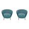 Armchairs in Turquoise Velvet by Spanish Manufactory, Set of 2 1