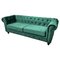 Sofá de tres plazas Chester Premium de terciopelo verde de Europa Antiques, Imagen 1
