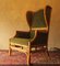 Mid-Century Wing Lounge Chair in Bamboo and Olive Green Velvet, 1960s, Image 1