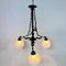 Vintage Gothic Brass and Glass Chandelier, 1970s 7