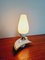 Metal Lacquered Bedside Lamp in White Satin Glass, 1950s 4