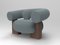 Cassette Armchair in Outdoor Tricot Light Seafoam Fabric and Smoked Oak by Alter Ego for Collector 2