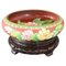 Cloisonne Bowl on Wooden Stand, 1980s, Set of 2 1