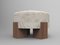 Cassette Pouf in Outside Tarim Beige Fabric and Smoked Oak by Alter Ego for Collector 1