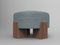 Cassette Pouf in Outside Tricot Light Seafoam Fabric and Smoked Oak by Alter Ego for Collector 1