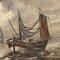 Emile Lammers, Paesaggio marino con barche, 1960, Olio su tela, con cornice, Immagine 9