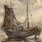 Emile Lammers, Paesaggio marino con barche, 1960, Olio su tela, con cornice, Immagine 5