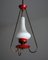 Lampe à Suspension Mid-Century en Métal Rouge et Verre Opalin, Italie, 1950s 2