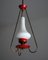 Mid-Century Italian Pendant Lamp in Red Metal and Opaline Glass, 1950s 2