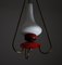 Mid-Century Italian Pendant Lamp in Red Metal and Opaline Glass, 1950s, Image 5