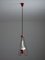 Lampe à Suspension Mid-Century en Métal Rouge et Verre Opalin, Italie, 1950s 1