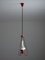 Mid-Century Italian Pendant Lamp in Red Metal and Opaline Glass, 1950s 1