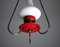 Lampe à Suspension Mid-Century en Métal Rouge et Verre Opalin, Italie, 1950s 3