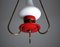 Mid-Century Italian Pendant Lamp in Red Metal and Opaline Glass, 1950s 3