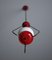 Mid-Century Italian Pendant Lamp in Red Metal and Opaline Glass, 1950s, Image 4