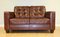 Chesterfield Style Brown Leather 2-Seater Sofa in the style of Knoll, Image 3