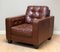 Chesterfield Style Brown Leather Armchair in the style of Knoll 4