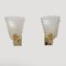 Art Deco Style Brass and Pulegoso Murano Glass Sconces by Barovier & Toso, 1990, Set of 2 1